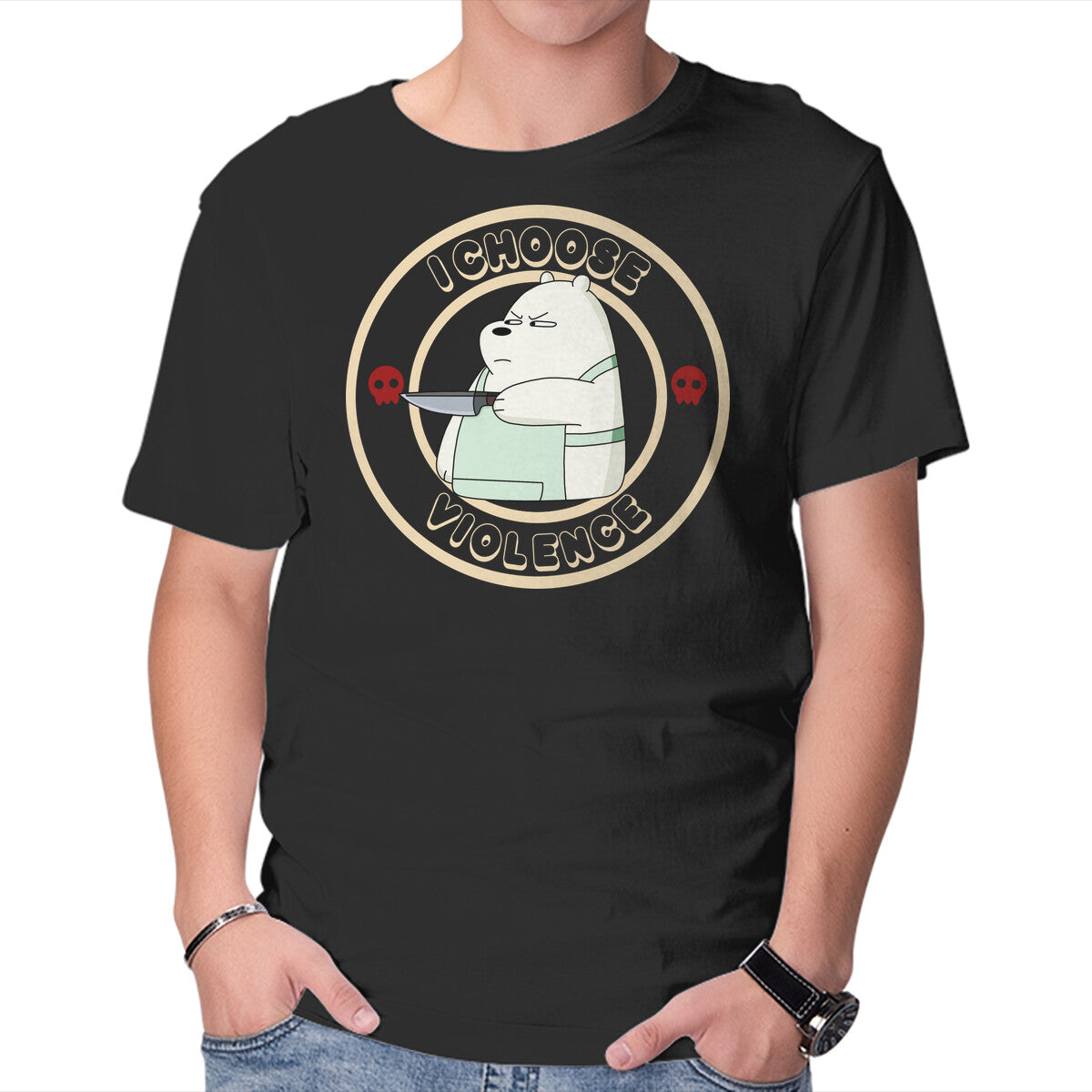 Unisex Crew Neck T-Shirt I Choose Violence Graphic Short Sleeve Casual Tee M