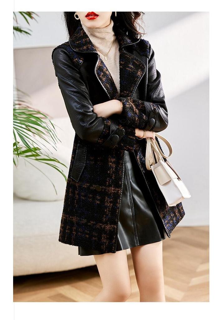 Winter Reversible Mid-Length Velvet Thick PU Leather Jacket - Women's Cozy Loose Fit