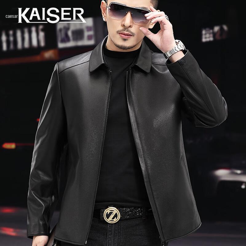 

KAISER Men s Genuine Sheepskin Lapel Leather Jacket 2XL