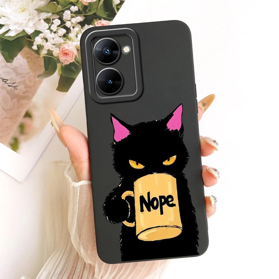 For Realme V30 V30t RMX3618 RMX3619 Cute Cat Flower Cartoon Phone Case For RealmeV30 V30T 5G Soft Silicone Cover Bumpers
