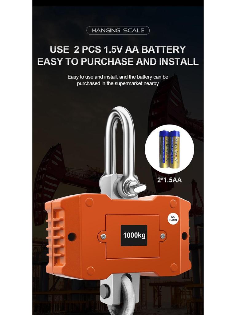 High-Demand Electronic Crane Scale: 1000kg/1T, 1.5T, 2T Handheld Hanging Hook Scale