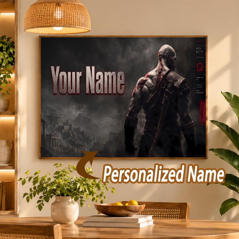 Custom Name God of War Kratos 5D Diamond Painting Personalized Full Drill Diamond Art Kit Gift