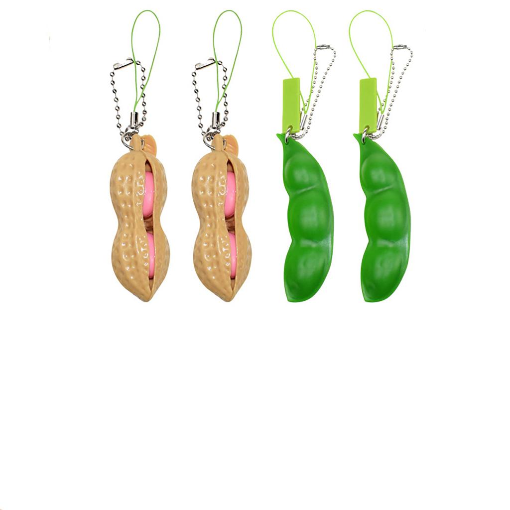 Relieve Stress And Release Pea Creative Simulation Peanut Stress Relief Pea Pod Keychain Toy