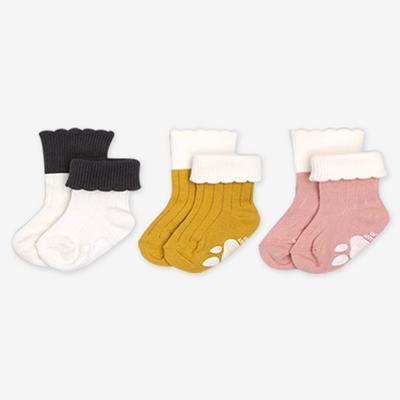 Hi Baby Club tříbarevné krycí žebrované ponožky 3-noha set, korejské kojenecké produkty