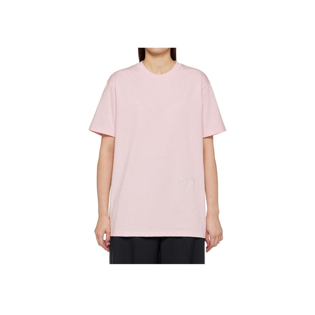ONITSUKA TIGER SS24 Creative Round Neck Casual Printed Short Sleeve T-Shirt Unisex Tops Light-Pink 2183B150-700
