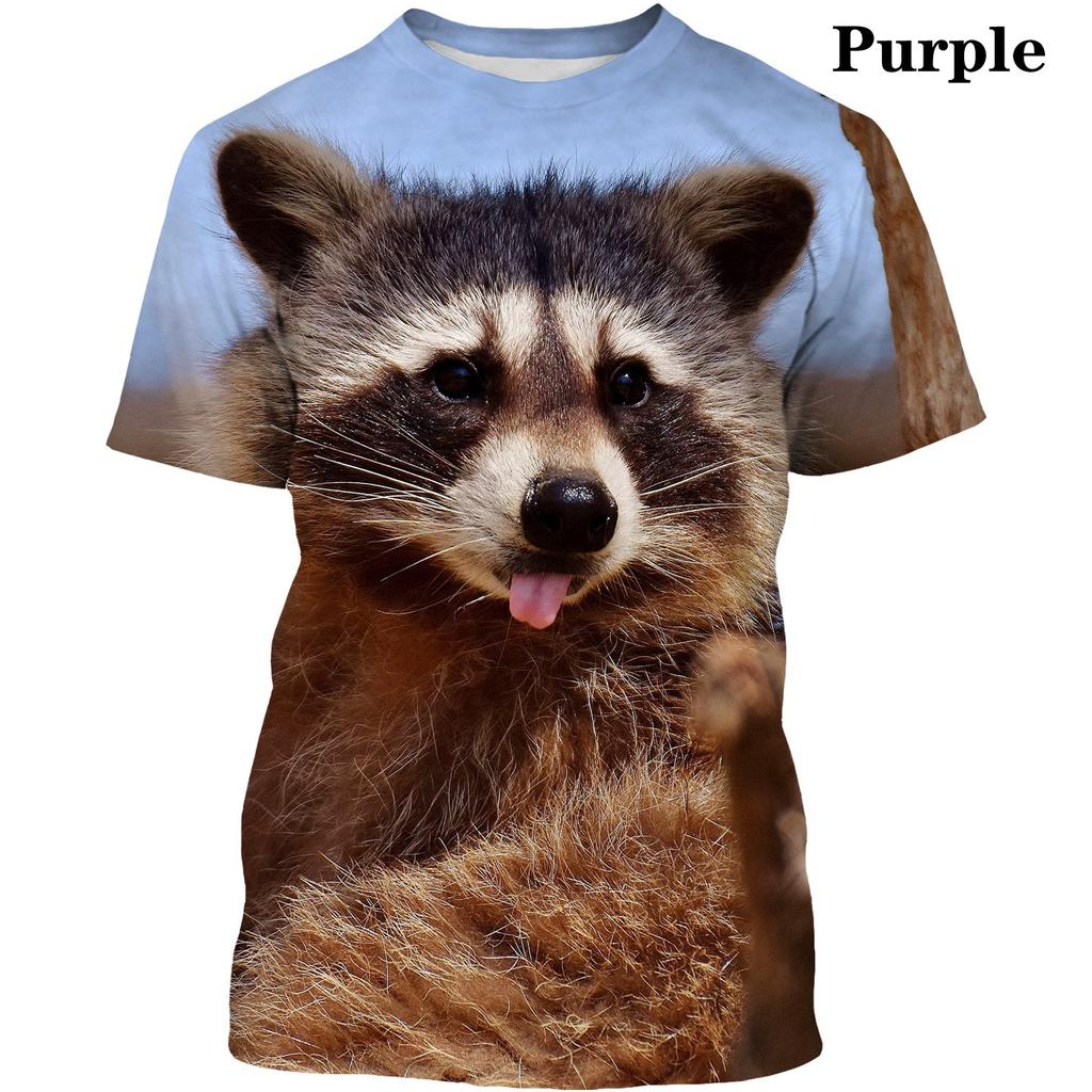 Fashion Cute Animal Raccoon Unisex 3D Printing Casual Short Sleeve T-shirt
