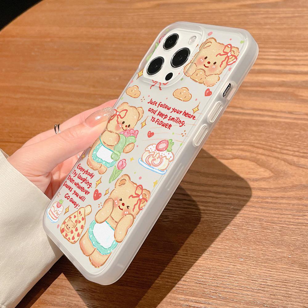 Mobile Phone Cases for iPhone 11 13 15 Pro Max 12 14 Pro Max Case iPhone 16 15 Plus 13 Pro 12 Frosted Texture Painted Cartoon Flowers