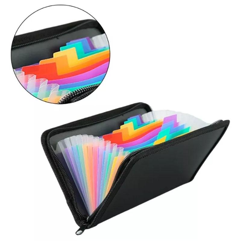13-карманный органайзер для чеков, небольшой расширяемый кошелек для файлов Black rainbow