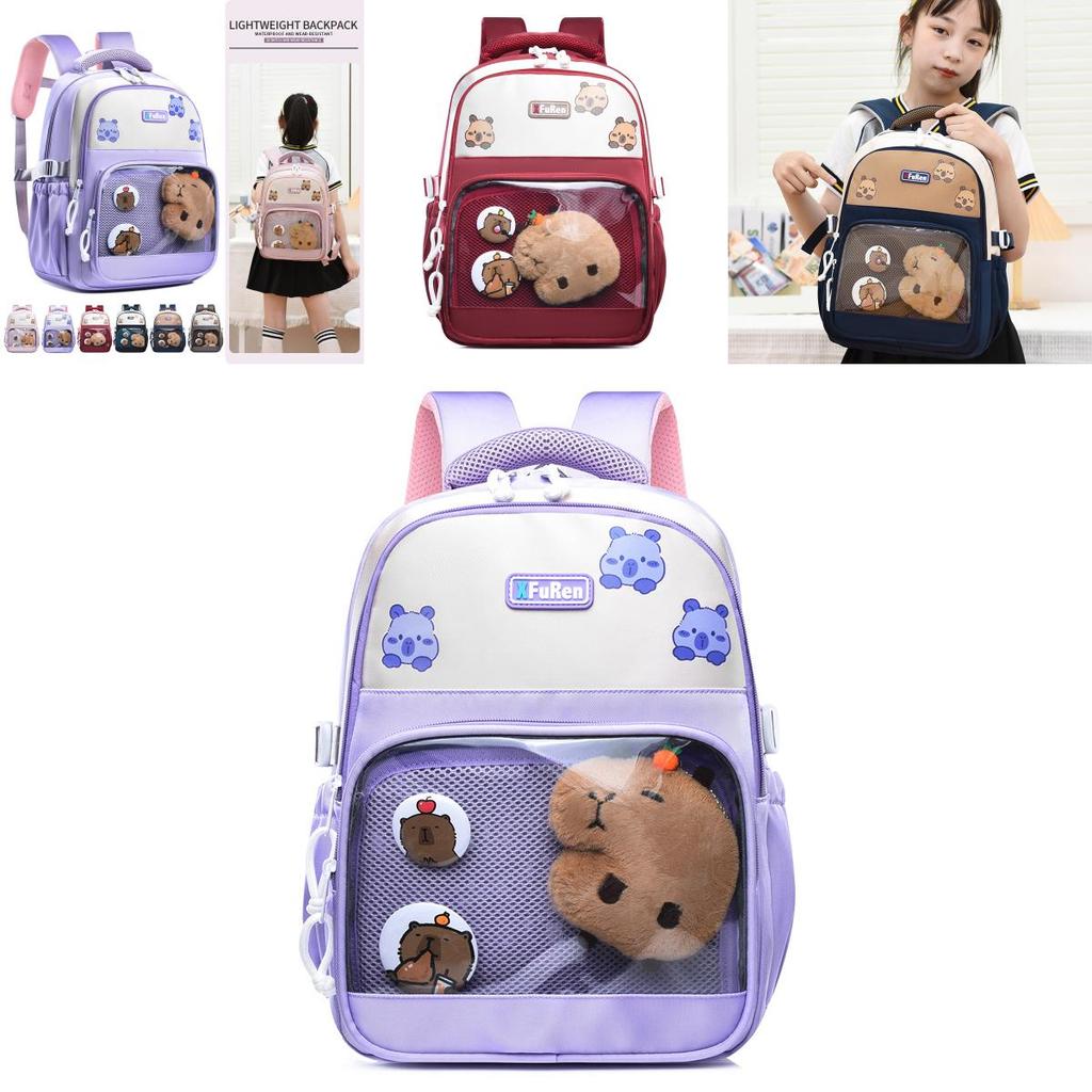 Capybara Kids School Backpack With Lightweight Oxford Fabric And Adjustable Shoulder Straps For Elementary Students