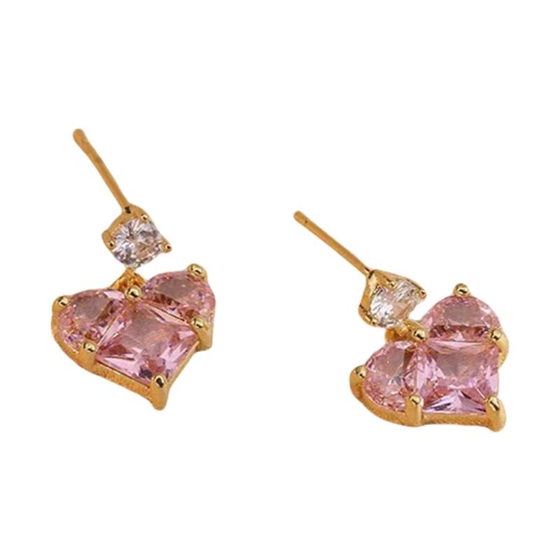 Premium Zirconia Heart Flower Earrings Necklace Offering Exquisite Craftsmanship and Gold/Steel Plating For Comfort