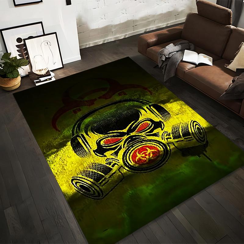 

Toxic Gas Mask Design Carpet, Biohazard Symbol, Yellow Green Style Suitable for use as an anti-slip for living room bedroom sofas 40x60cm( 15x23in )