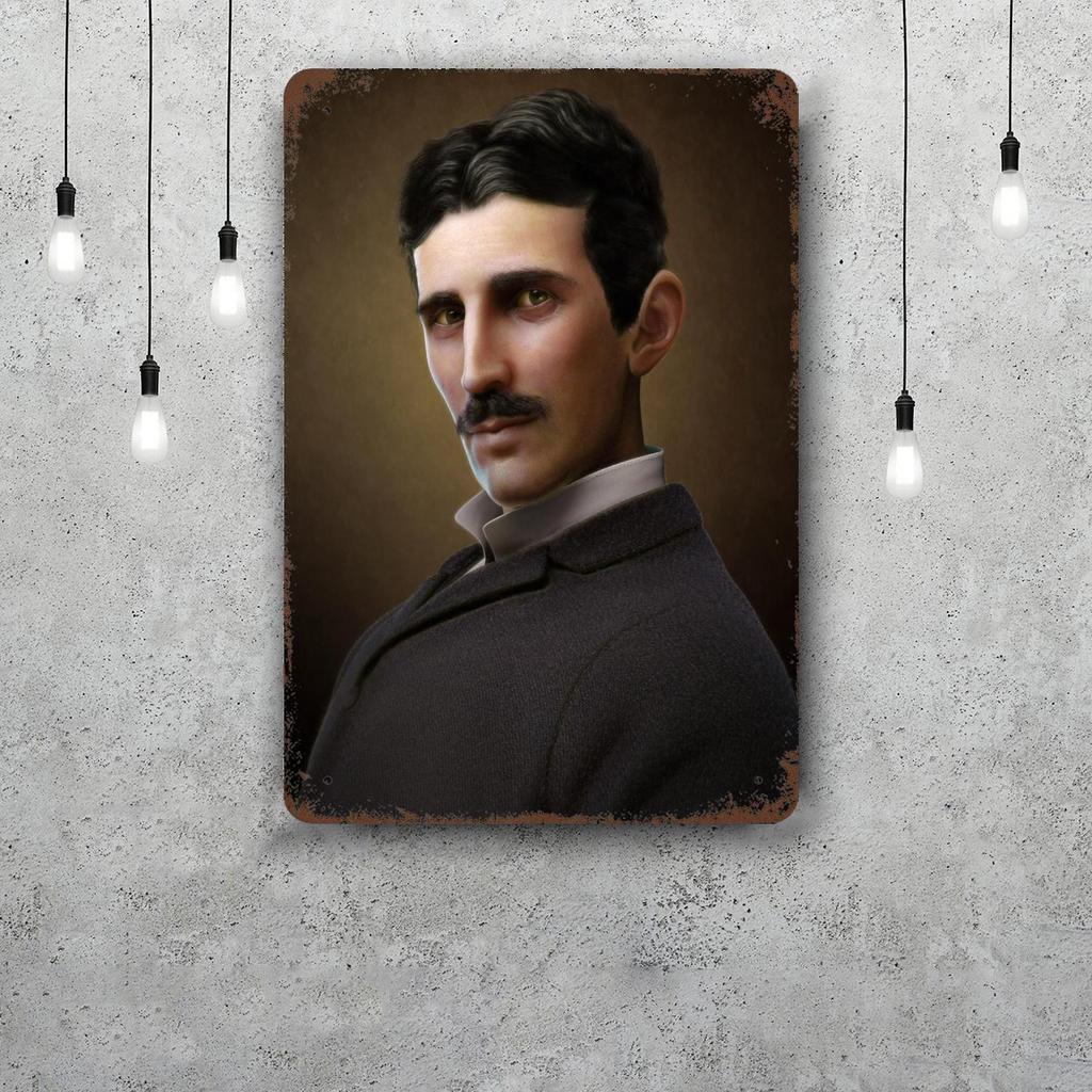 Nikola Tesla Vintage Tin Sign Home Decor Wall Decor Art Wall Mural Room Decoration Decor Retro Metal Sign Plate Bar Posters
