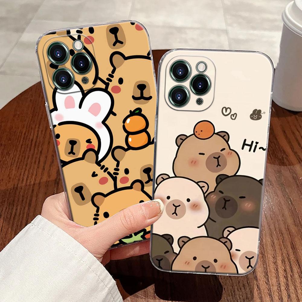 Capybara Cute Transparent Case For Apple iPhone 17 16 15 14 13 12 11 Pro Max 16 Plus 16E 17Air 17Pro Phone Cover Silicone Funda