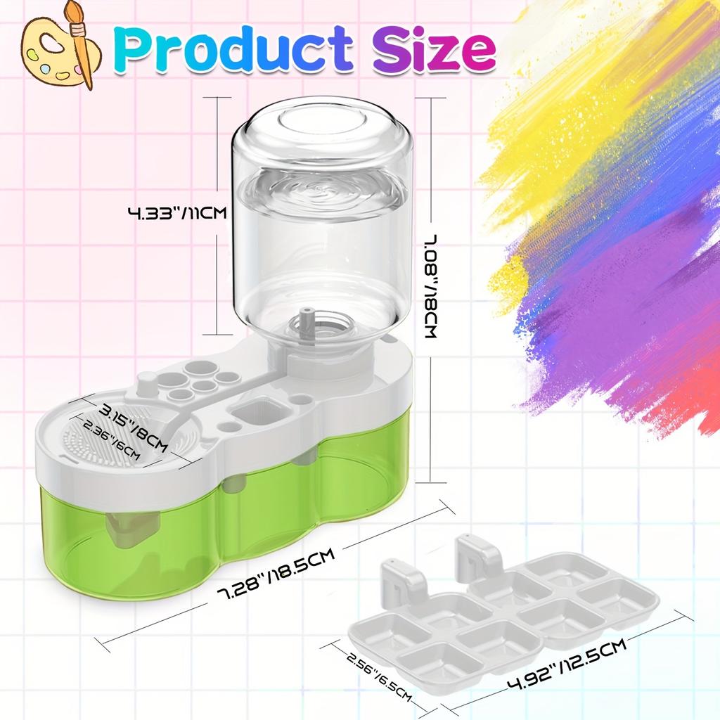 6-in-1 Paint Brush Cleaner with Water Cycle System and Palette,ABS Artist's Paint Brush Rinse Cup Holder, Automatic Washing Tool for Studio Outdoor