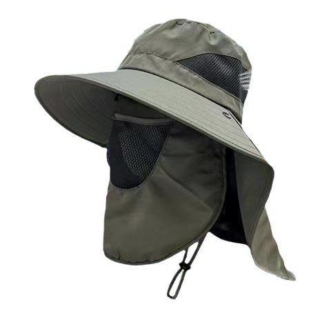 Sunscreen men's summer fishing hat face cover bucket hat UV protection sun hat outdoor sun protection hat
