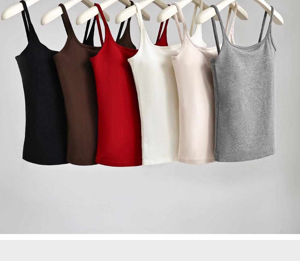 Women's Slim Fit Velvet Camisole with Chest Pad - Square Collar, Sleeveless Top for Autumn/Winter. Perfect as Inner Wear or Outerwear.