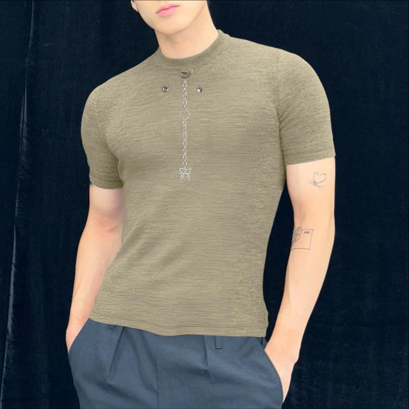 INCERUN Herren Rundhals Kurzarm Einfarbig Lässig Enganliegend T-Shirts Oberteile