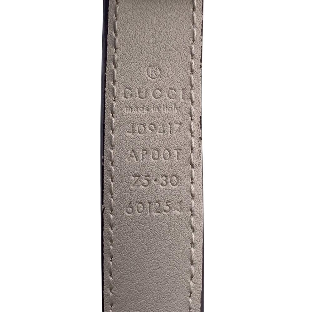 Gucci 409417 Starožitné mosazné kování s galvanickým povrchem Kožený pásek s dvojitým G černá kůže Dámský Použitý