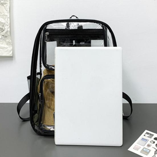 Clear Backpack with Reinforced Stitching Zipper Closure Large Capacity Adjustable Heavy Duty Large