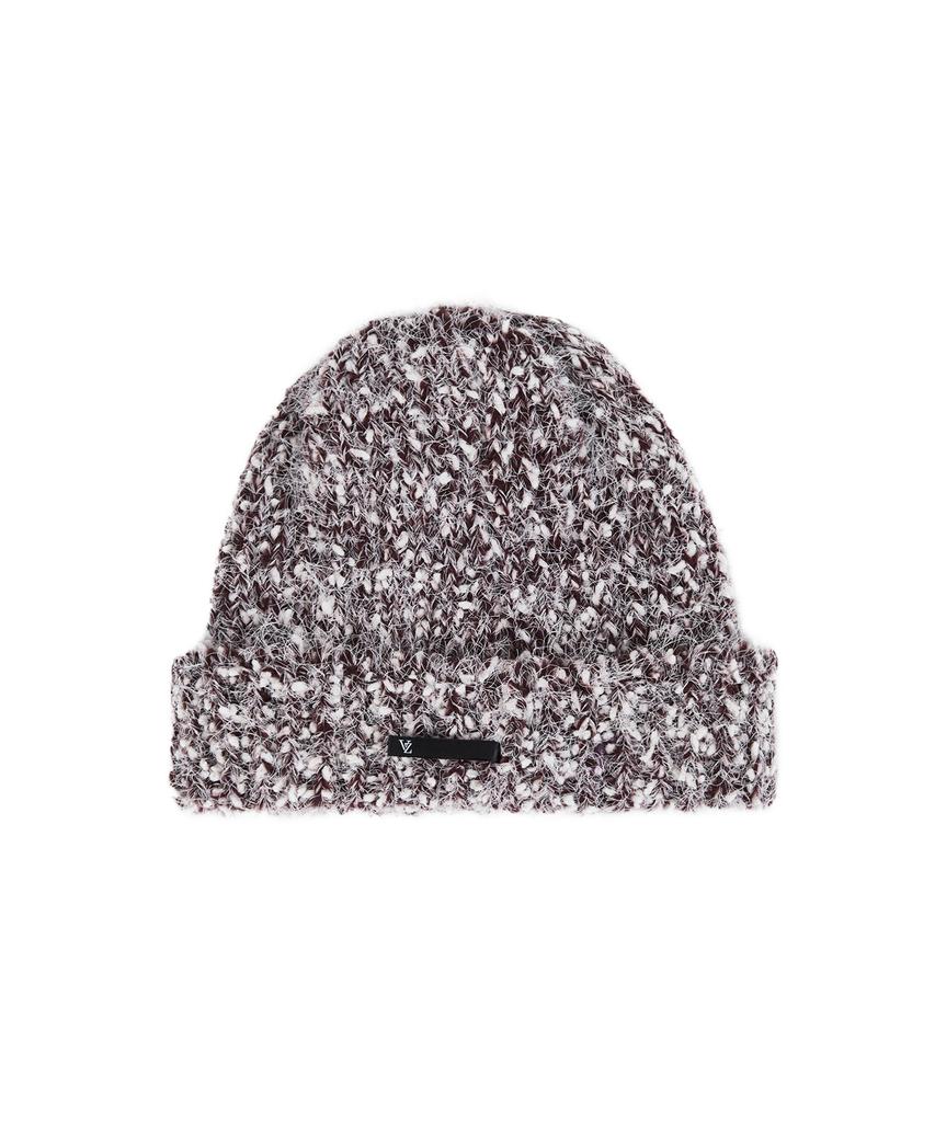 Bajal Va Brooch Heathered Knit Beanie Burgundy
