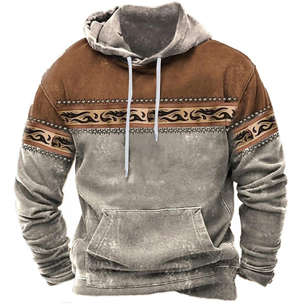 Men's Large Size 3D Printed Hooded Sweatshirt Hip Hop Trend Sweatshirt Loose Peplum Sports Tops