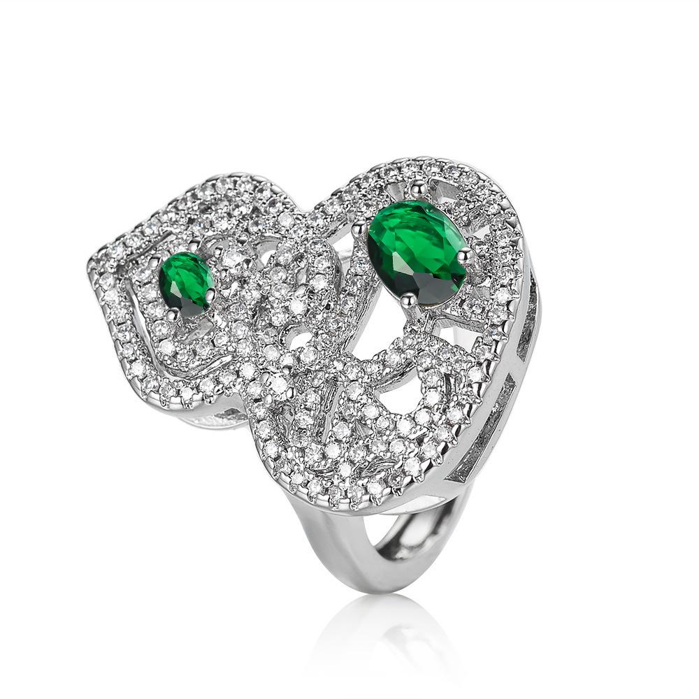 Hollow pattern Fulu red diamond gourd pendant simulation emerald necklace colored treasure earrings ring set