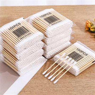 100/200/500 uds. Bastoncillo de Algodón Doble Cabeza Maquillaje Mujer Punta de Bastoncillo de Algodón Para Palos de Madera Limpieza de Nariz Orejas Herramientas de Cuidado de la Salud