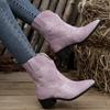 European and American Knight Short Boots 2024 Autumn/Winter New Vintage Cowboy Coarse Heel Pointed Large Women's Boots Sneakers
