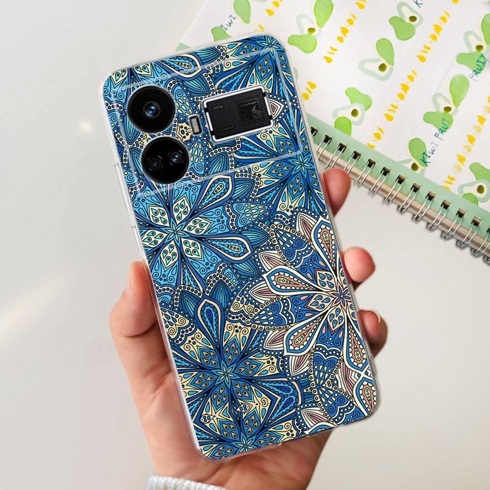Pro Realme GT5 Pouzdro Průhledné Silikonové Měkký TPU Kryt Pro OPPO Realme GT 5 RealmeGT5 Pouzdra Květinové Mramorové Želé Nárazník Coques