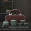 Travel tea set Convenient outdoor ceramic Ru kiln Kuaike cup set Business event souvenir