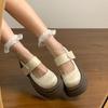  Korean Small Man Tall Round Head Single Shoes Internet Celebrity Shallow Mouth Mary Jane Shoes Foreign Versatile Thick Sole