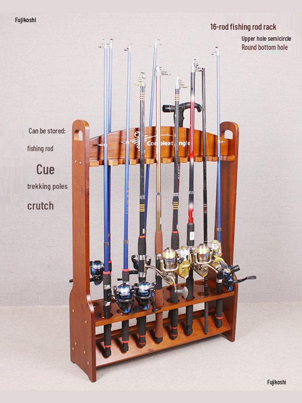 American Style Solid Wood Fishing Rod Display Rack - Thickened Sea & Taiwan Fishing Rod Holder