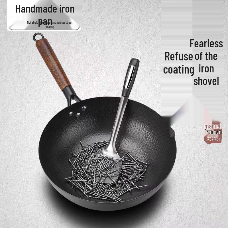 Zhangqiu Forged Iron Non-stick Wok for Induction & Gas Stoves