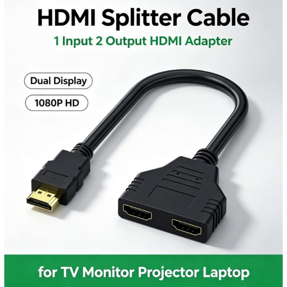 HDMI 1 to 2 Splitter Cable HDMI 1Input 2Output Splitter Male to Dual Female HD Cable