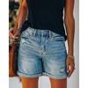 Magic Queen Export Summer Amazon Fashion Street Curling Ripped Straight Women's Denim Shorts Shorts