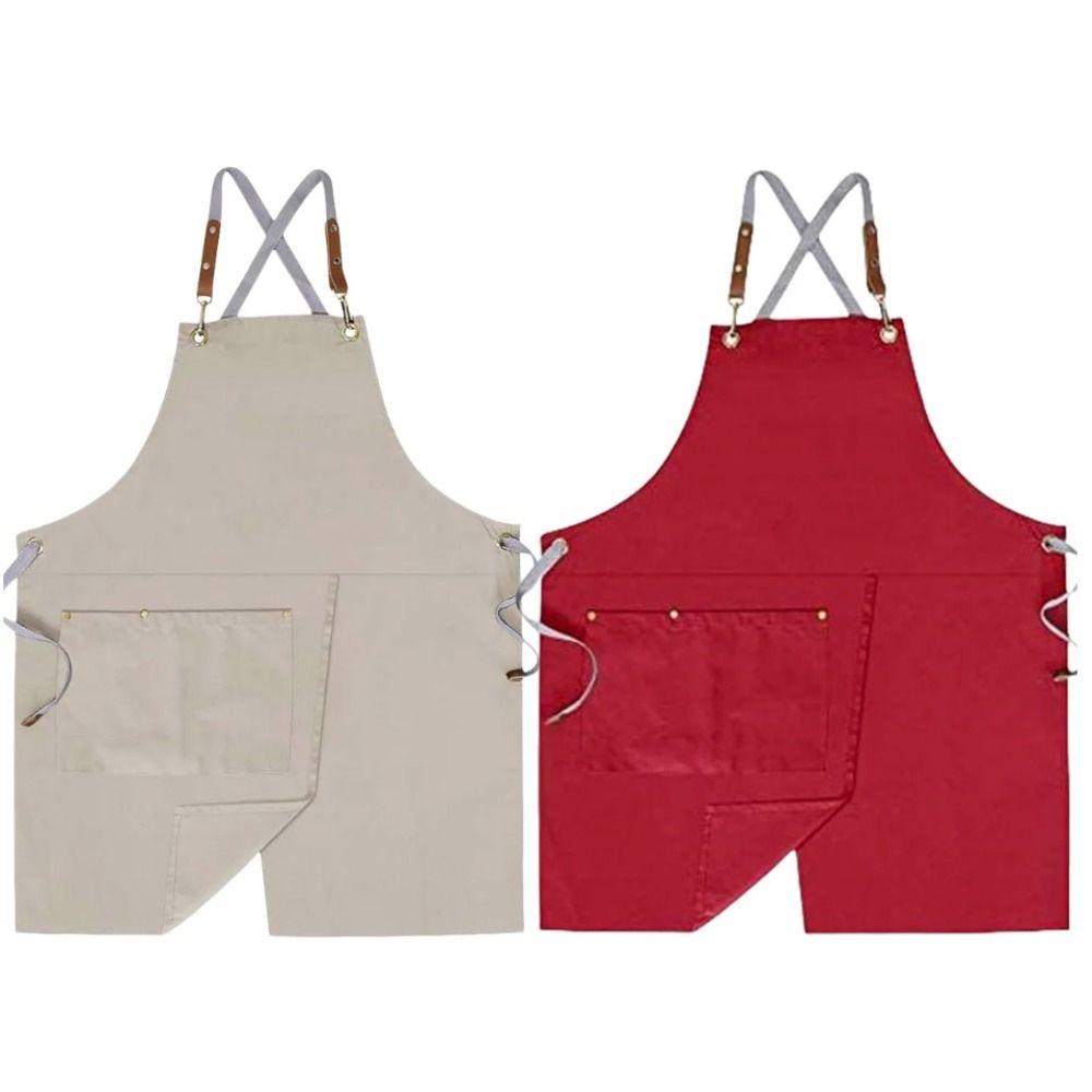 with Pocket Cafe Apron Waterproof Kitchen Apron Multi-functional Canvas Apron  Garden