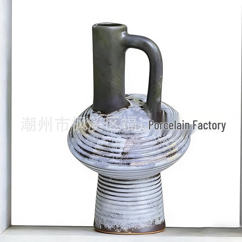 Handcrafted Wabi-Sabi Ceramic Vase for Dried Flowers 18.2 x 18.2 x 27 cm