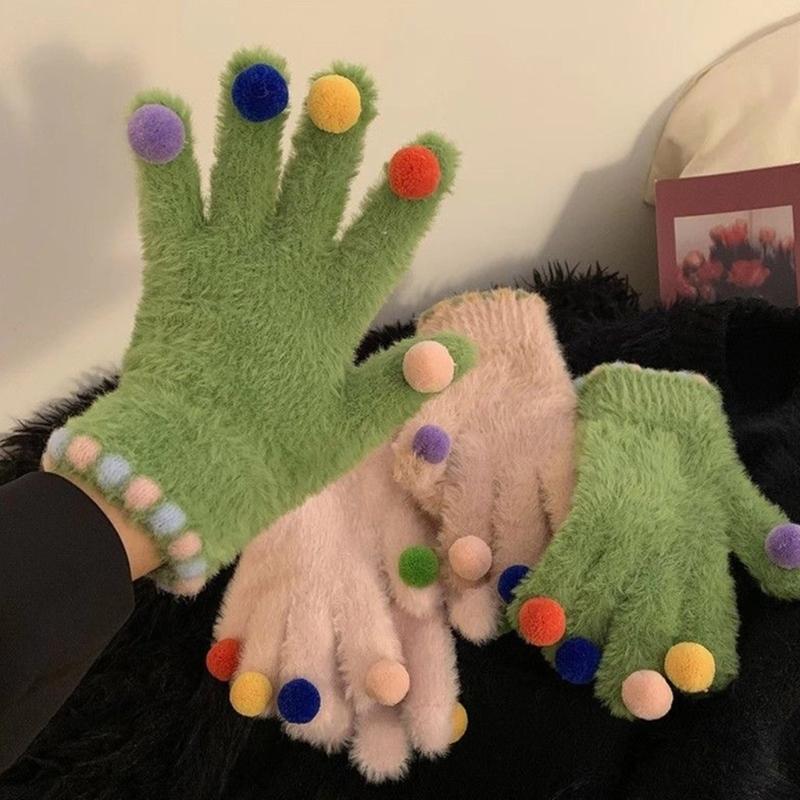 Winter Warm Touchscreens Gloves Faux Furs Texting Gloves Fuzzy Soft Winter Gloves for Outdoor Skiing Cycling Hiking