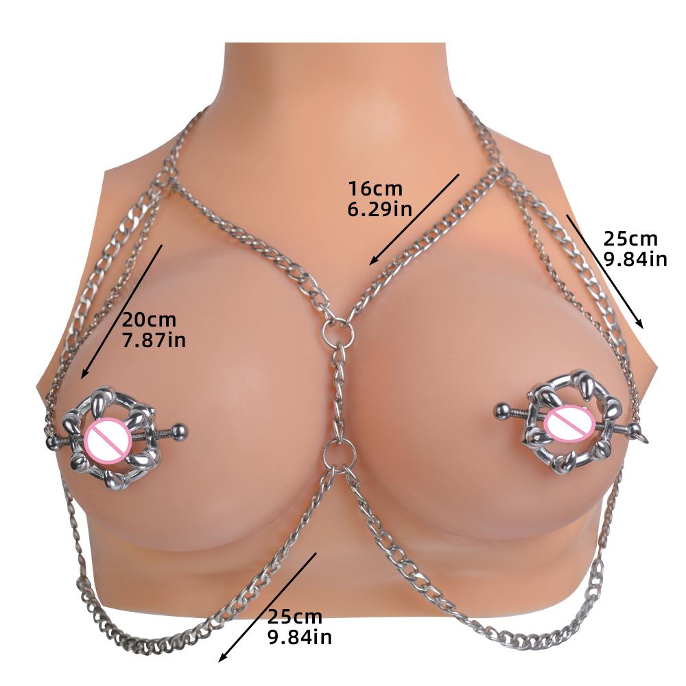 Metal Nipple Clamp with Metal Chain Fetish to Breast Labia Clip Stimulation Massager Bdsm Bondage Sex Products for Women Men
