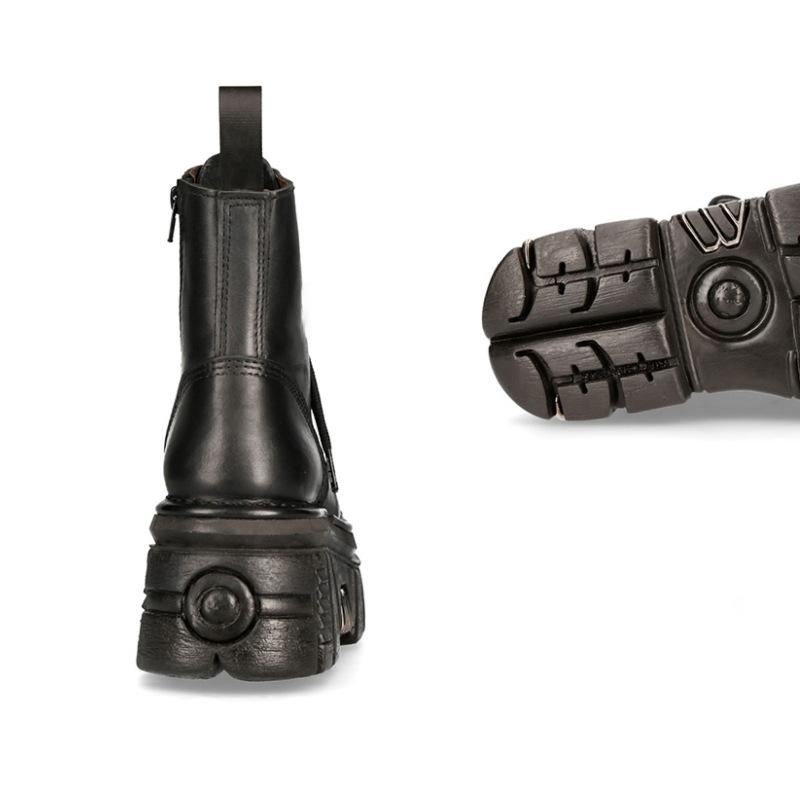 Heavy Metal Platform Punk Boots Razor Decor Gothic Motorcycle Boots Mid Calf