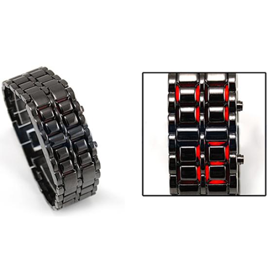 Herre Dame Lava Rustfritt stål LED Digital Quartz Armbånd Klokke Armbåndsur