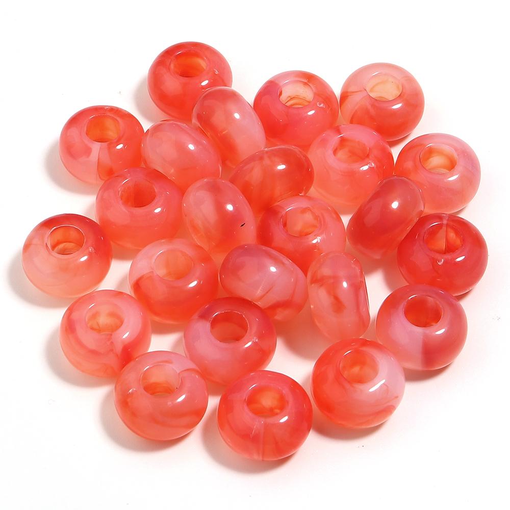 50pcs/lot 14mm Colored Round Acrylic Beads Big Hole Spacer Loose Beads For Jewelry Making DIY Crafts Bracelet Necklace Accessory