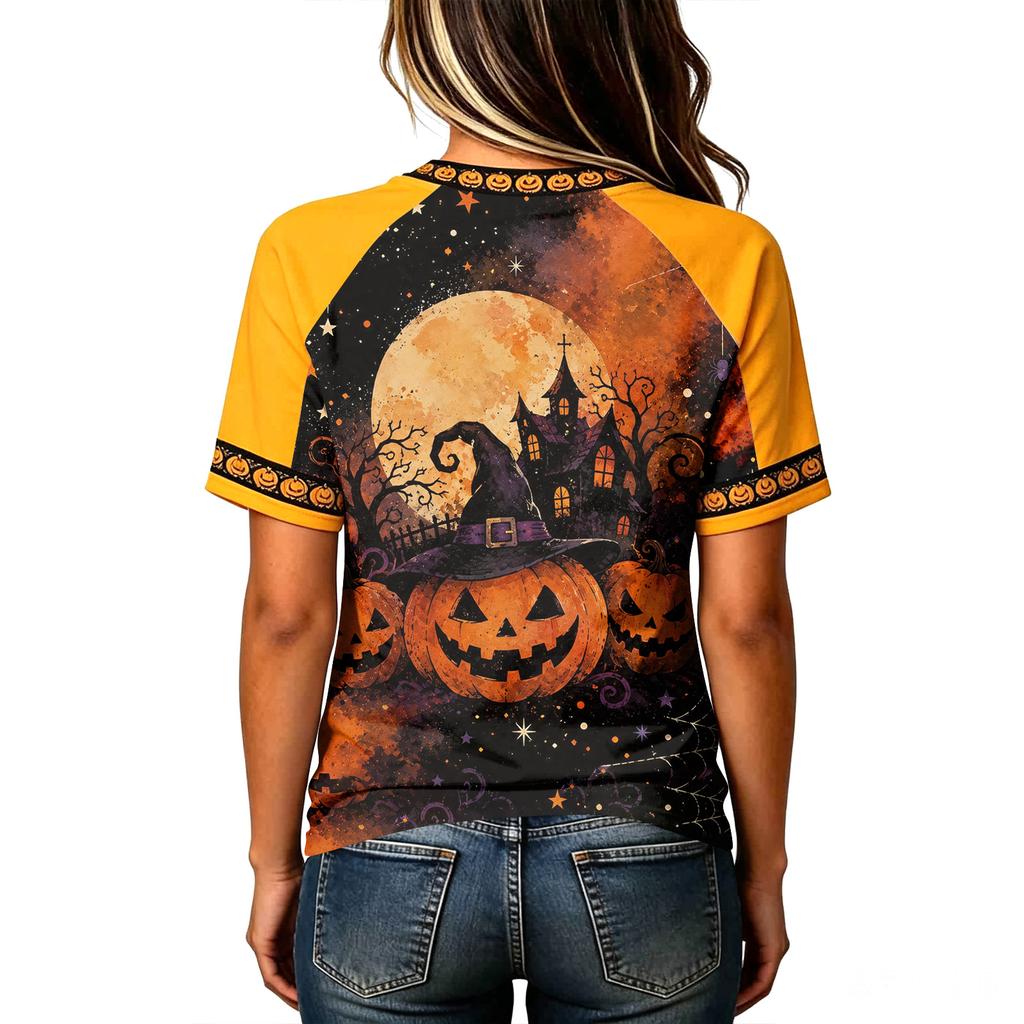 Women's Short Sleeve Halloween Graphic T-Shirt Casual Tee for Costume Party