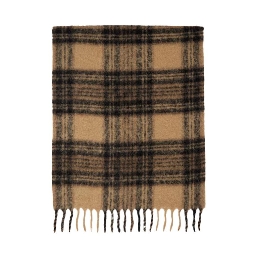 Scarf winter explosion Maillard style high atmosphere Korean Mahai plush versatile plaid scarf woman