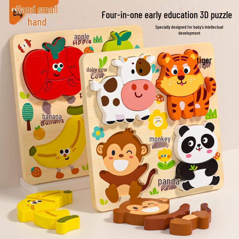 Wooden Animal Cognition Jigsaw Puzzle for Kids - Shape Matching Toy for Age 3+ Birthday Gift.