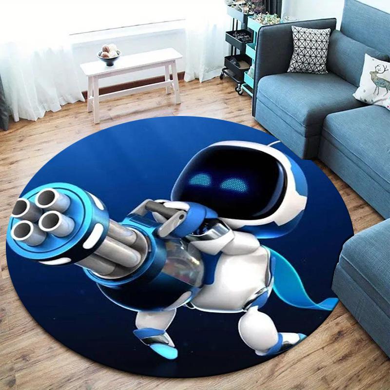 Tappeto Rotondo ASTRO BOT, Tappeto per Soggiorno Camera da Letto Divano Sala Giochi Decorazione, Tappetino Antiscivolo