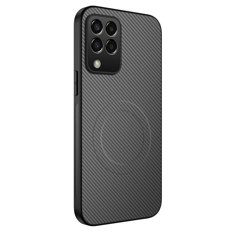 For Samsung Galaxy M33 For Magsafe Magnetic Phone Case for Samsung Galaxy M33 Wireless Charging Carbon Fibre Shockproof Cover