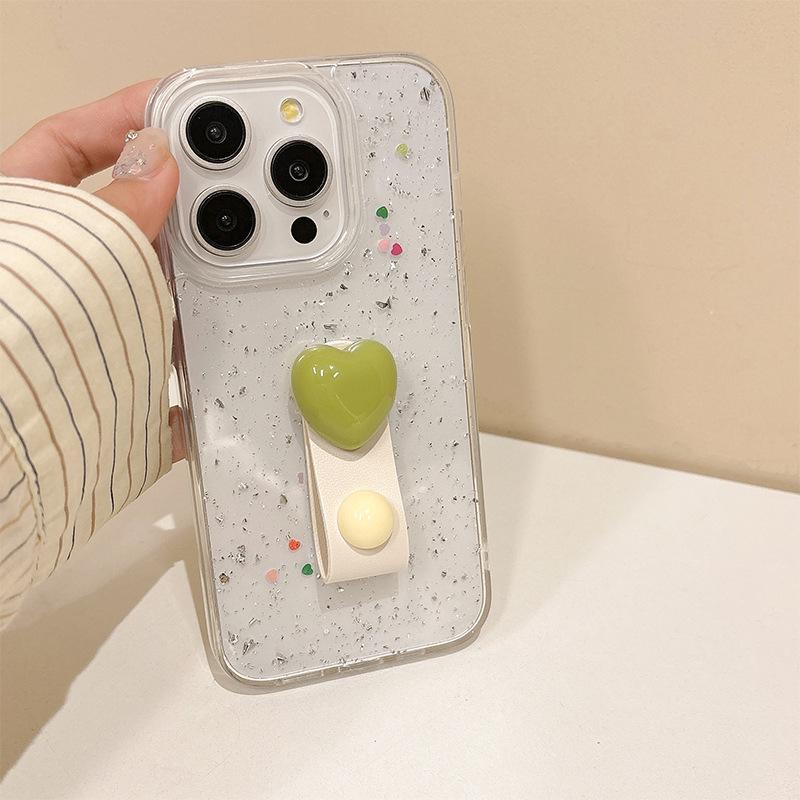 

Solid Color Heart Ring Phone Case for IPhone 15 Promax Transparent 17 Silver Foil Glitter Glitter for Apple 14 For iPhone 17Promax