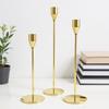 European Style Candle Holder Set: Elegant Metal Three-Piece for Dining Table or Wedding Decor.