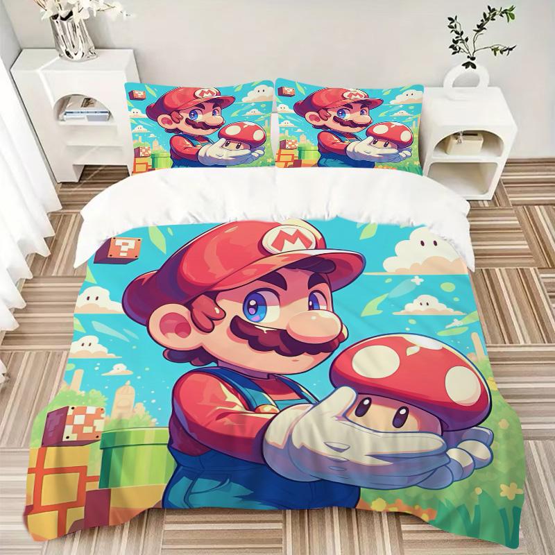 Super Mario Adventure Print 3Pcs Bedding Setduvet Cover With 2 Bedropillowcase Home Birthday Gift